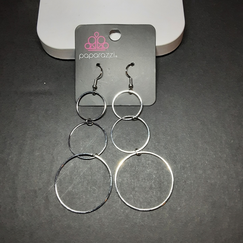 Paparazzi Triple Silver Circle Earrings